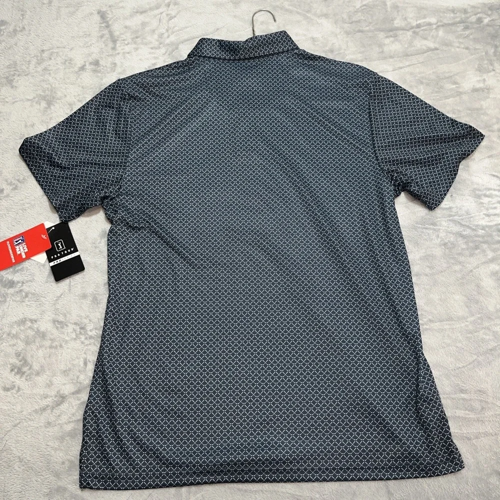 NWT‎ PGA Polo Shirt Men's L Navy Caviar Pattern Performance Wicking